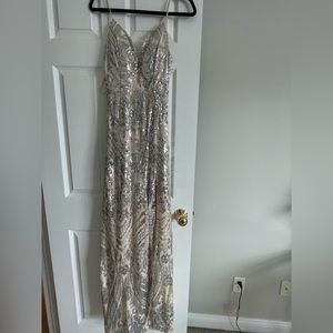 Nude sequin prom dress